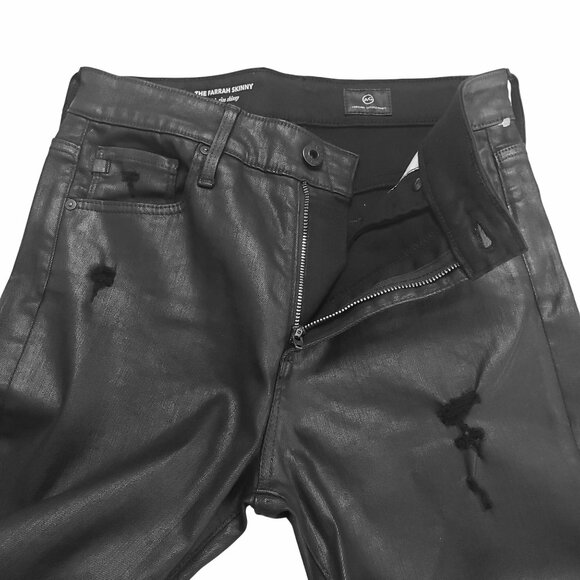 AG Adriano Goldschmied The Farrah Skinny Distressed Women's 27 Black Leatherette - Picture 10 of 16